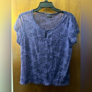 New York and company purple sheer short sleeve blouse M?